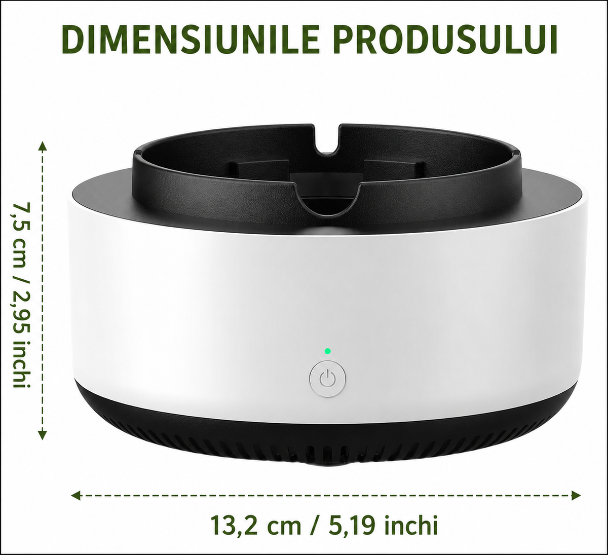 Scrumiera Electrică Anti-Fum – Absoarbe Fumul și Reduce Mirosul de Țigară